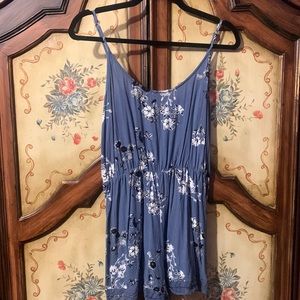 Kendall & Kylie Blue Romper with flowers and adjustable straps